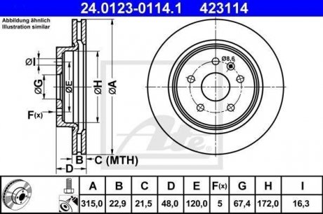 Гальмівний диск 24.0123-0114.1 ATE 24012301141 (фото 1)