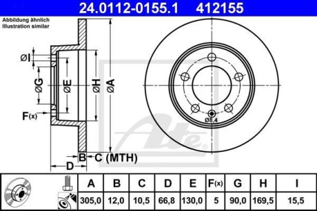 Гальмівний диск 24.0112-0155.1 ATE 24011201551