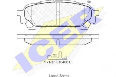 Колодки гальмівні (задні) Subaru Impreza 99-/Forester 02-12/Saab 9-2X 04-06 ICER 181737
