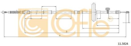 Трос ручного тормоза Astra/Cruze 10- Л.=Пр. (1806/1678) COFLE 11.5824