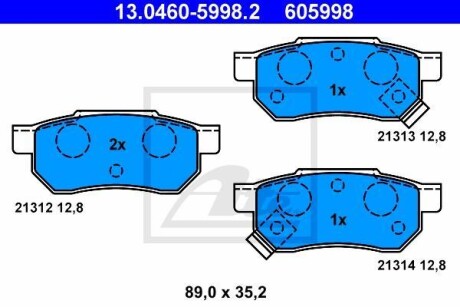 Гальмівні колодки, дискові 13.0460-5998.2 ATE 13046059982