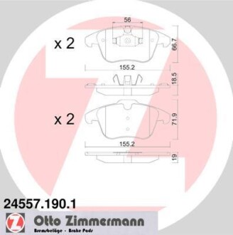 Колодки гальмівні дискові, к-кт ZIMMERMANN 24557.190.1