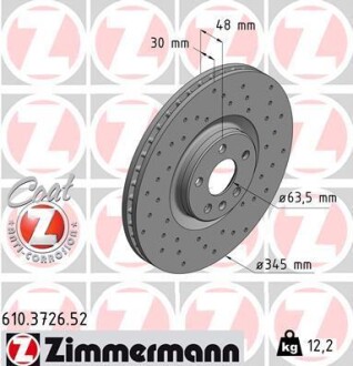 Диск гальмівний SPORT Z ZIMMERMANN 610.3726.52