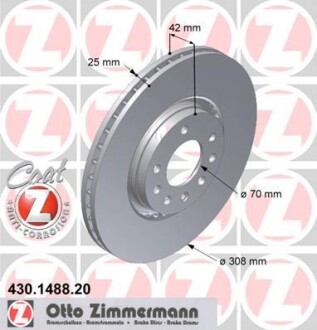 Диск гальмівний Coat Z ZIMMERMANN 430.1488.20