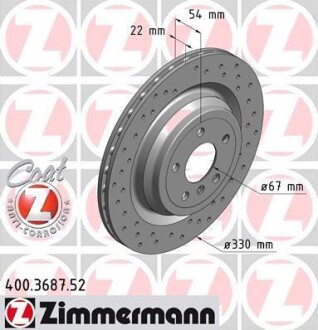 Диск тормозной ZIMMERMANN 400.3687.52