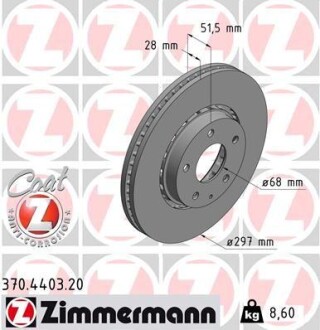 Диск гальмівний Coat Z ZIMMERMANN 370.4403.20