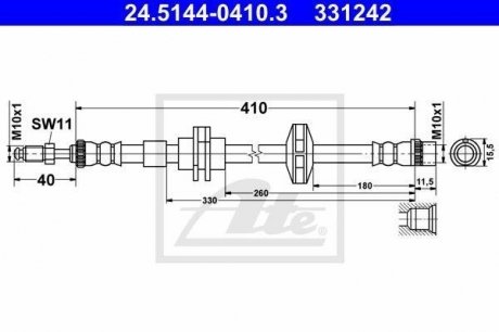 Гальмівний шланг 24.5144-0410.3 ATE 24514404103