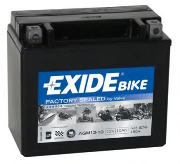 Акумулятор залитий та заряджений AGM 10Ah 150A EXIDE AGM12-10