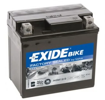 Акумулятор залитий та заряджений AGM 4Ah 70A EXIDE AGM12-5