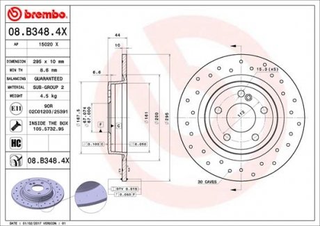 Тормозные диски BREMBO 08.B348.4X