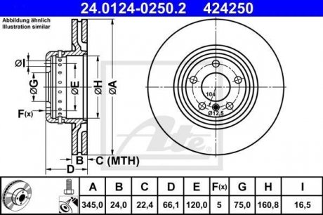 Тормозной диск двухсекционный ATE 24.0124-0250.2