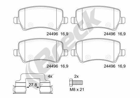 Гальмівні колодки, дискові BRECK 24496 00 702 10
