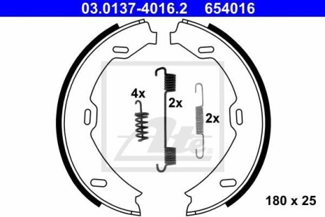 Гальмівні колодки, барабанні ATE 03.0137-4016.2 (фото 1)