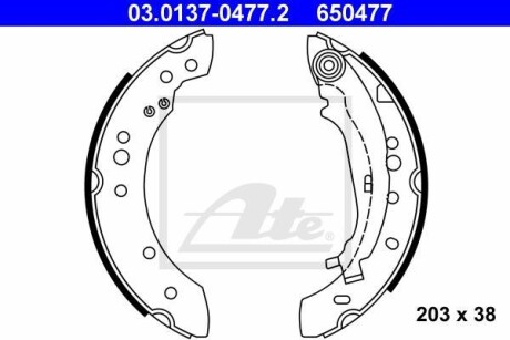 Тормозные колодки, барабанные ATE 03.0137-0477.2