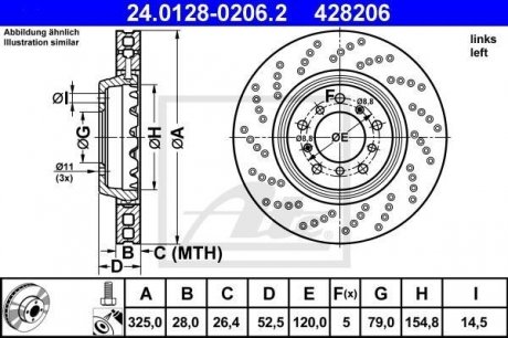 Тормозной диск двухсекционный ATE 24.0128-0206.2