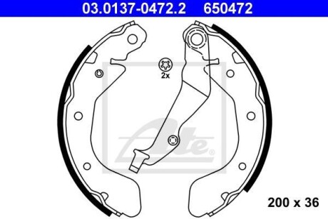 Тормозные колодки, барабанные ATE 03.0137-0472.2