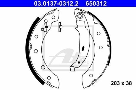 Тормозные колодки, барабанные ATE 03.0137-0312.2