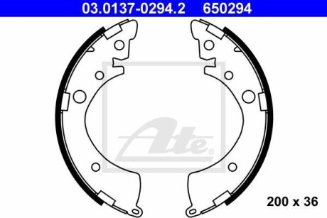 Тормозные колодки, барабанные ATE 03.0137-0294.2