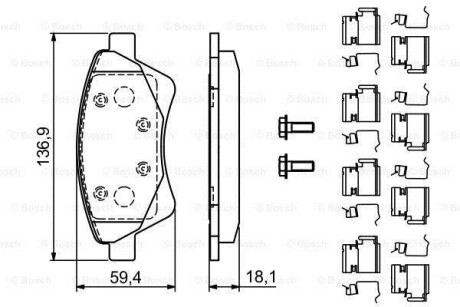 Гальмівні колодки, дискові BOSCH 0 986 494 725