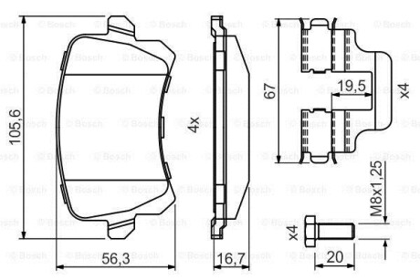 Гальмівні колодки, дискові BOSCH 0 986 494 731