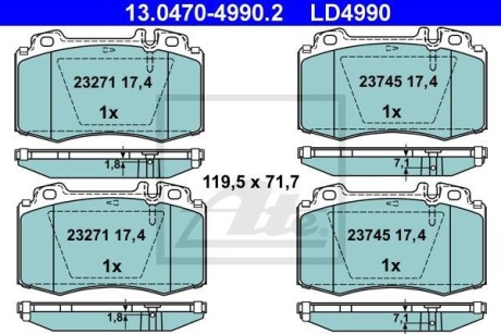 Гальмівні колодки, дискові ATE 13.0470-4990.2