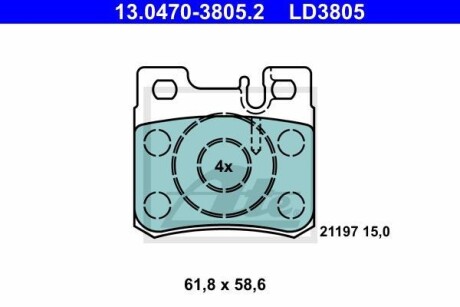 Тормозные колодки, дисковые. ATE 13.0470-3805.2