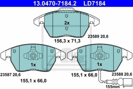 Колодки тормозные дисковые ATE 13.0470-7184.2 (фото 1)