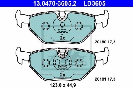 Гальмівні колодки, дискові ATE 13.0470-3605.2