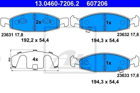 Тормозные колодки, дисковые. ATE 13.0460-7206.2