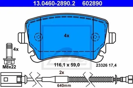 Гальмівні колодки, дискові ATE 13.0460-2890.2