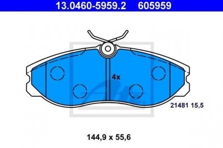 Гальмівні колодки, дискові ATE 13.0460-5959.2