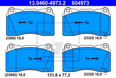 Колодки гальмівні дискові, к-кт ATE 13.0460-4973.2