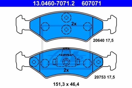 Гальмівні колодки, дискові ATE 13.0460-7071.2