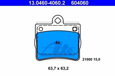 Гальмівні колодки, дискові ATE 13.0460-4060.2