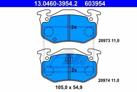 Гальмівні колодки, дискові ATE 13.0460-3954.2