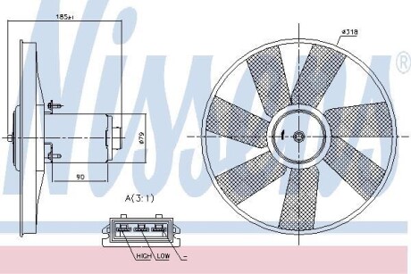 Вентилятор VOLKSWAGEN PASSAT B3 (3A, 35I) (88-) 2.0 i 16V NISSENS 85838