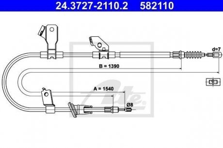 Трос остановочных тормозов ATE 24.3727-2110.2 (фото 1)