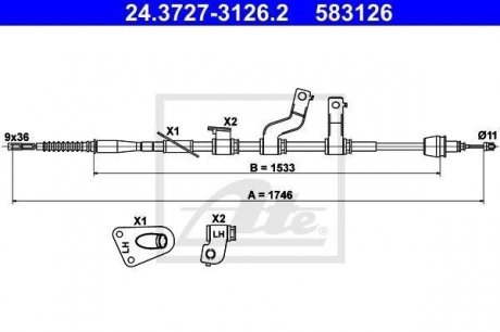 Трос остановочных тормозов ATE 24.3727-3126.2 (фото 1)