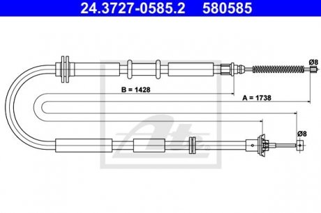 Трос остановочных тормозов ATE 24.3727-0585.2