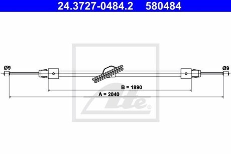 Трос остановочных тормозов ATE 24.3727-0484.2