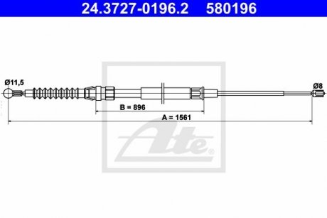Трос, стояночная тормозная система ATE 24.3727-0196.2