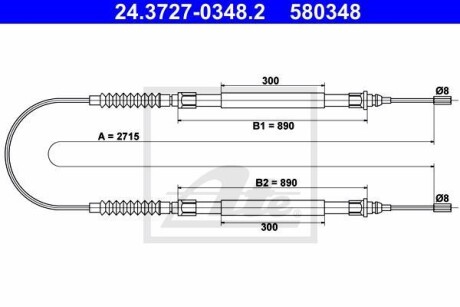 Трос остановочных тормозов ATE 24.3727-0348.2