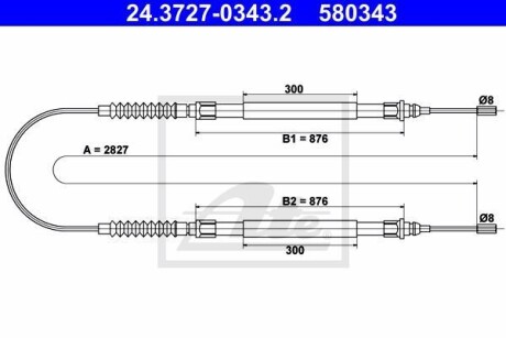 Трос остановочных тормозов ATE 24.3727-0343.2 (фото 1)