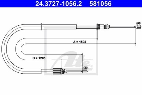 Трос остановочных тормозов ATE 24.3727-1056.2