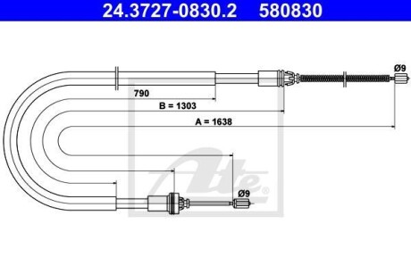 Трос зупиночних гальм ATE 24.3727-0830.2