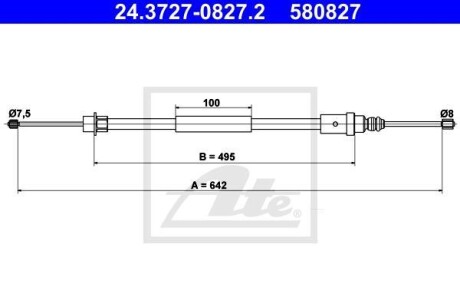 Трос остановочных тормозов ATE 24.3727-0827.2