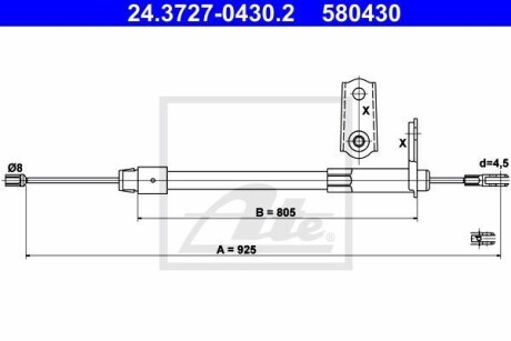 Трос остановочных тормозов ATE 24.3727-0430.2