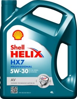 Моторное масло HELIX HX7 P AV 5W30 4л SHELL HELIX HX7 P AV 5W30 4L (фото 1)