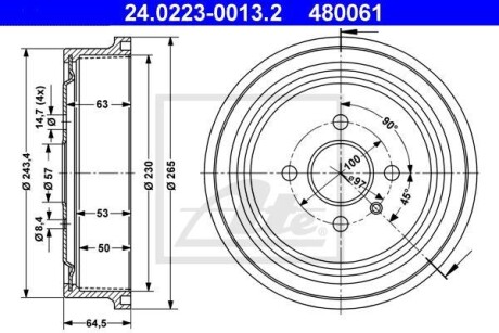 Гальмівний барабан ATE 24.0223-0013.2