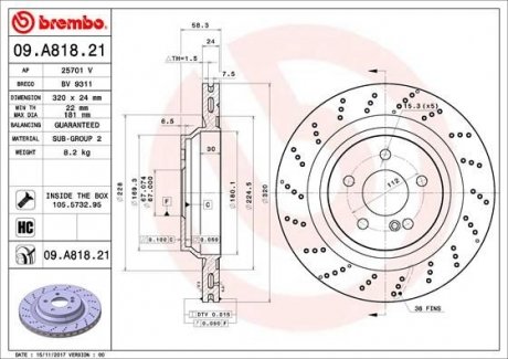 Тормозной диск BREMBO 09.A818.21